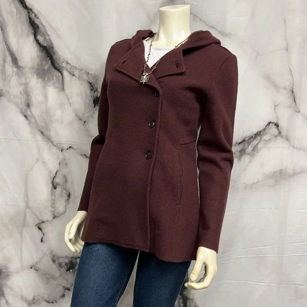 * Garnet Hill plum boiled wool jacket - Picture 6 of 8
